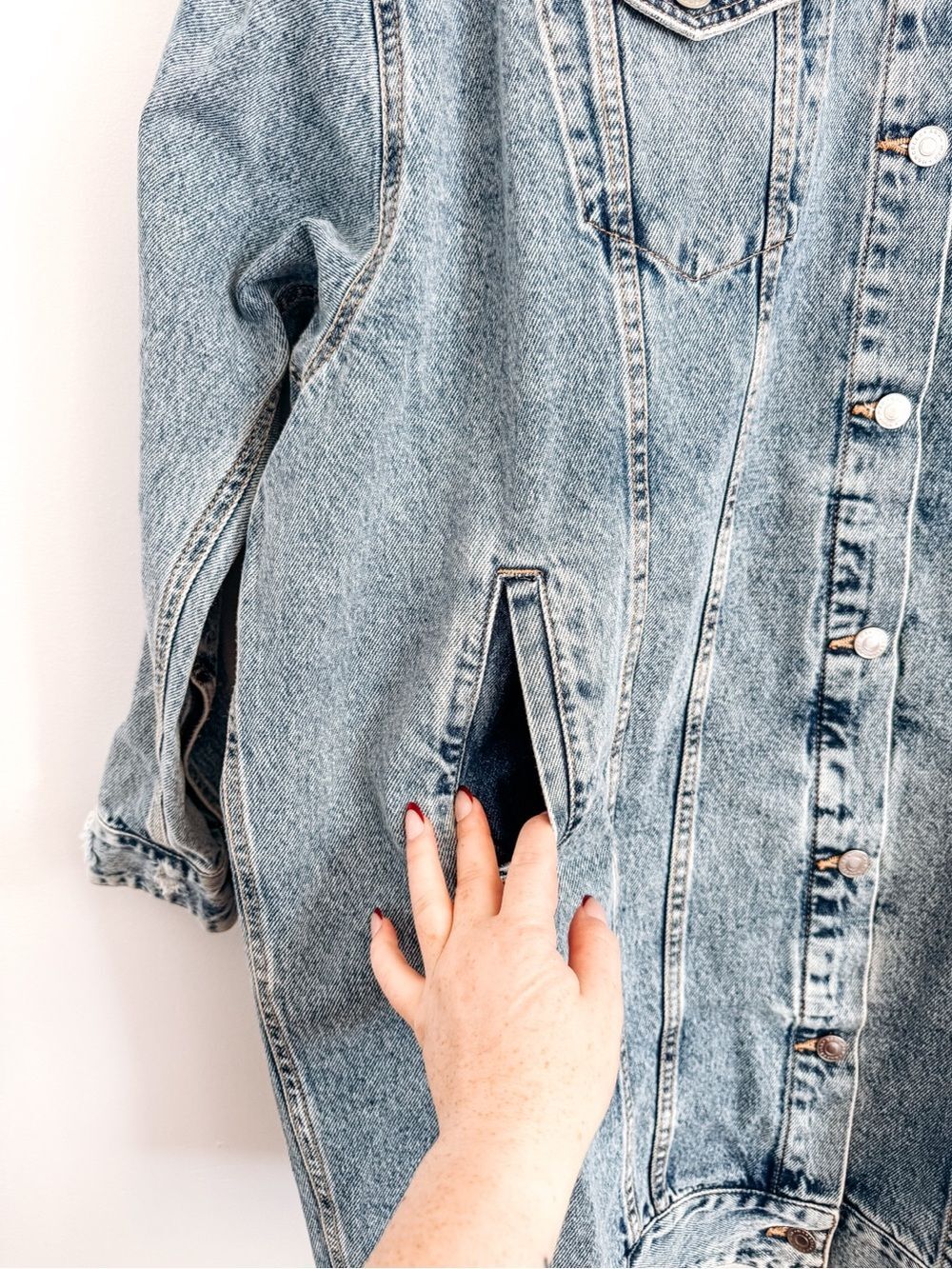 Marcella Rio Oversized Distressed Denim Jacket XL NWT 100% Cotton - Picture 3 of 7